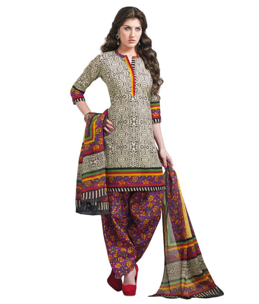 Salwar Studio Multi Color Cotton Unstitched Dress Material - Buy Salwar ...