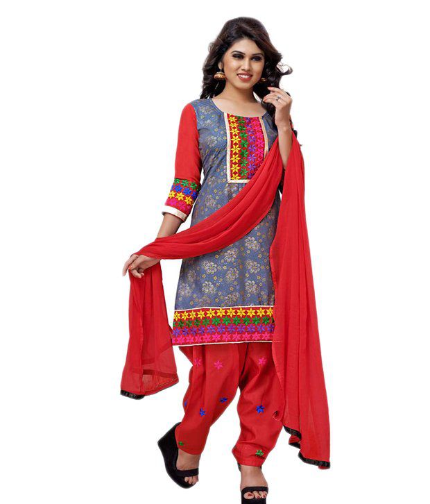 Palak Creation Multi Color Cotton Unstitched Dress Material - Buy Palak ...