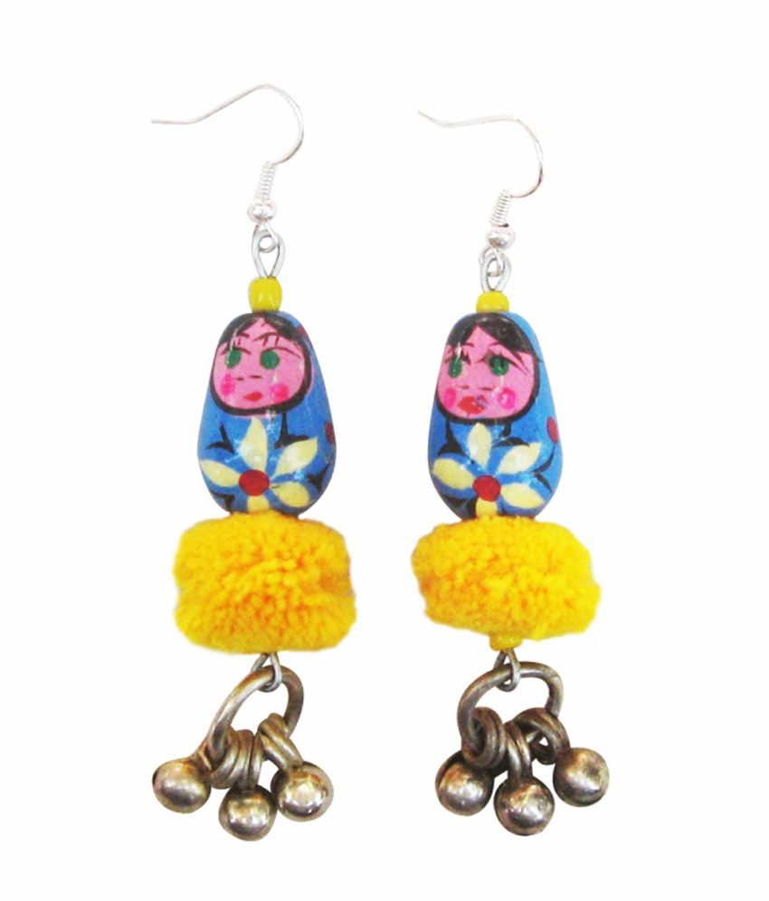 Juhi Malhotra Yellow Hanging Earrings - Buy Juhi Malhotra Yellow