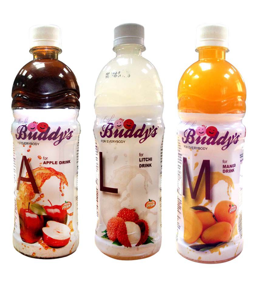 Cafe Buddy's Juice 500 Ml - Pack of 3 ( Apple + Lichi + Mango )