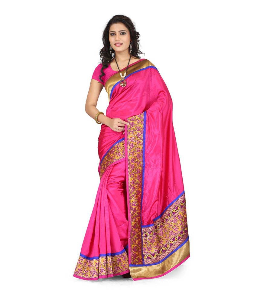 Indi Wardrobe Pink Silk Saree - Buy Indi Wardrobe Pink Silk Saree ...