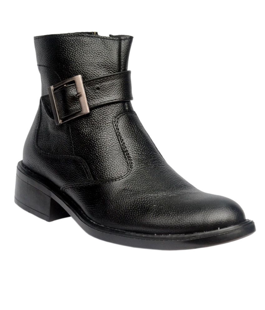 Big Boy Black Leather Zipper Boot for Men - Buy Big Boy Black Leather ...