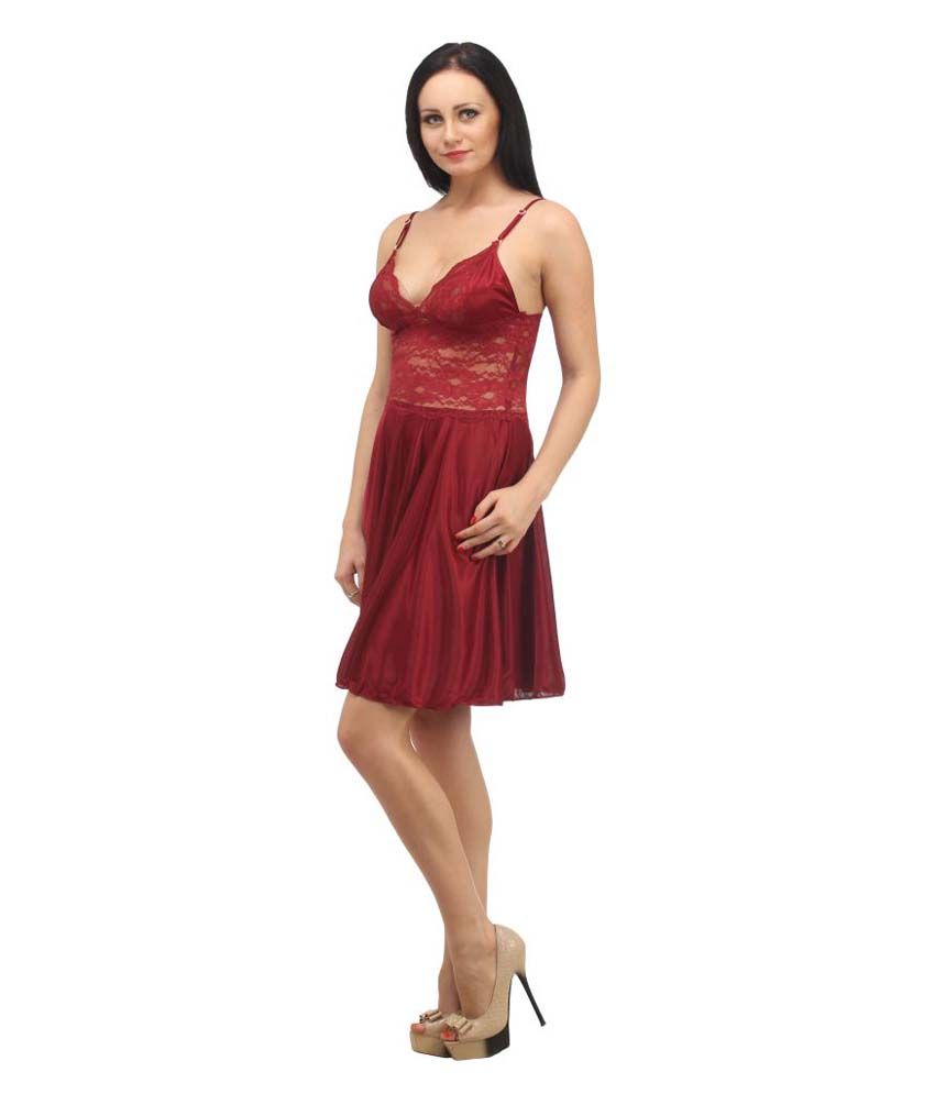 Buy Klamotten Red Satin Baby Doll Dresses Online at Best ...