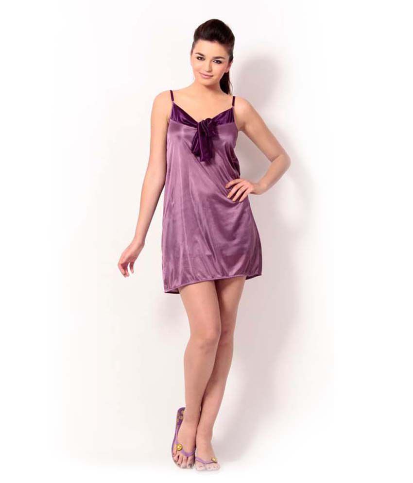     			Klamotten Purple Satin Baby Doll Dresses