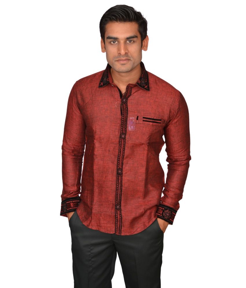 linen maroon shirt