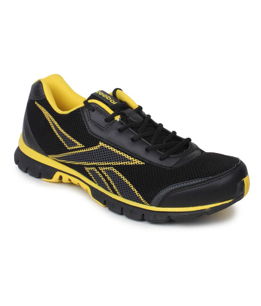 reebok black synthetic leather sport shoes