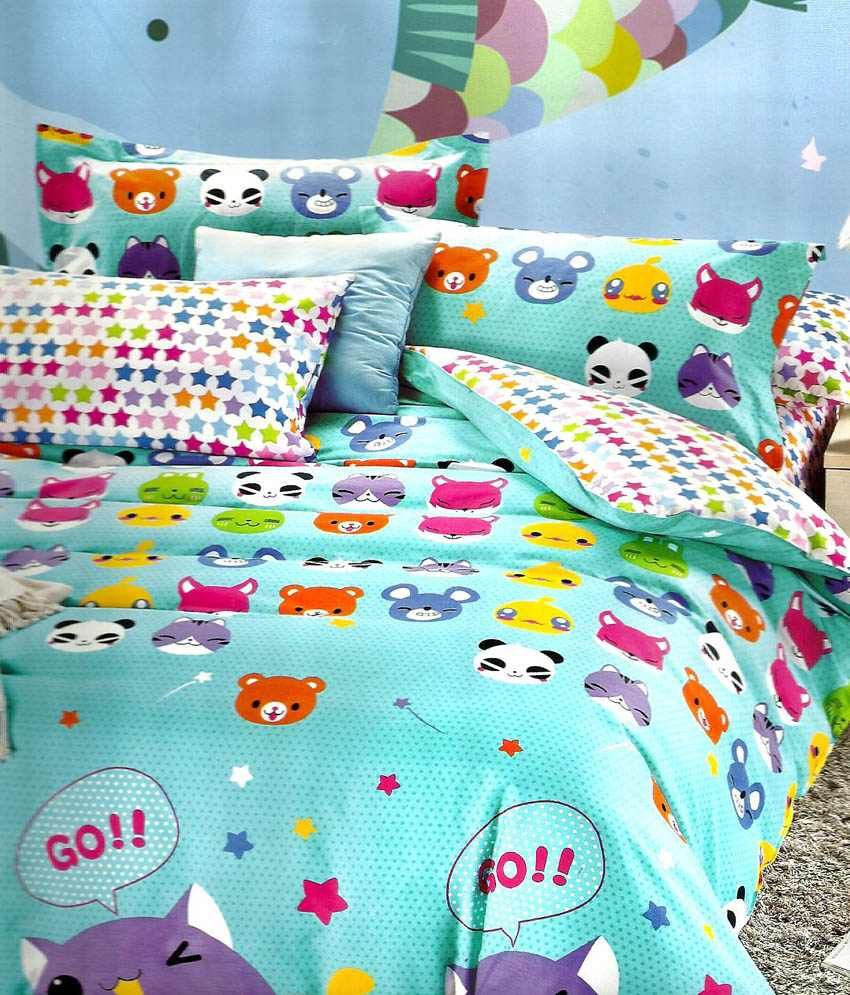 Tima Cotton Toons Panda Double Bed sheet With 2 Pillow ...