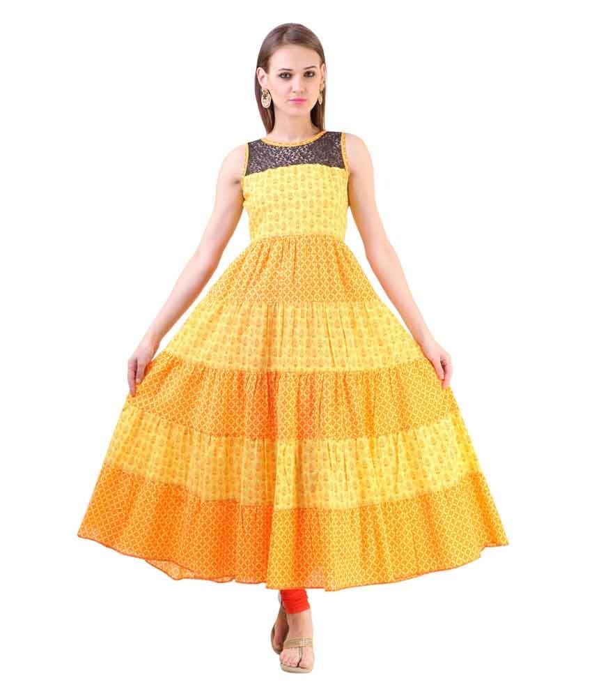 sleeveless yellow kurti