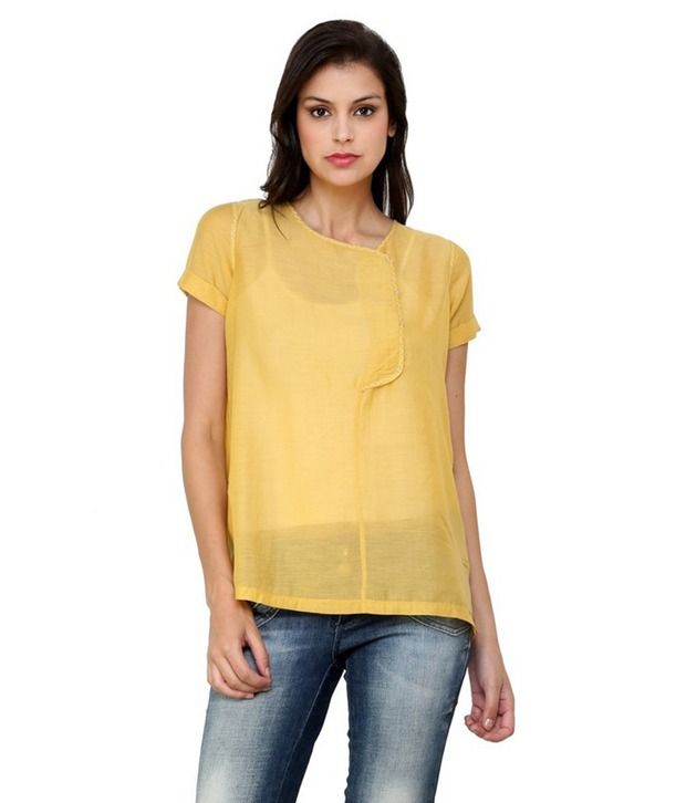 yellow linen tops