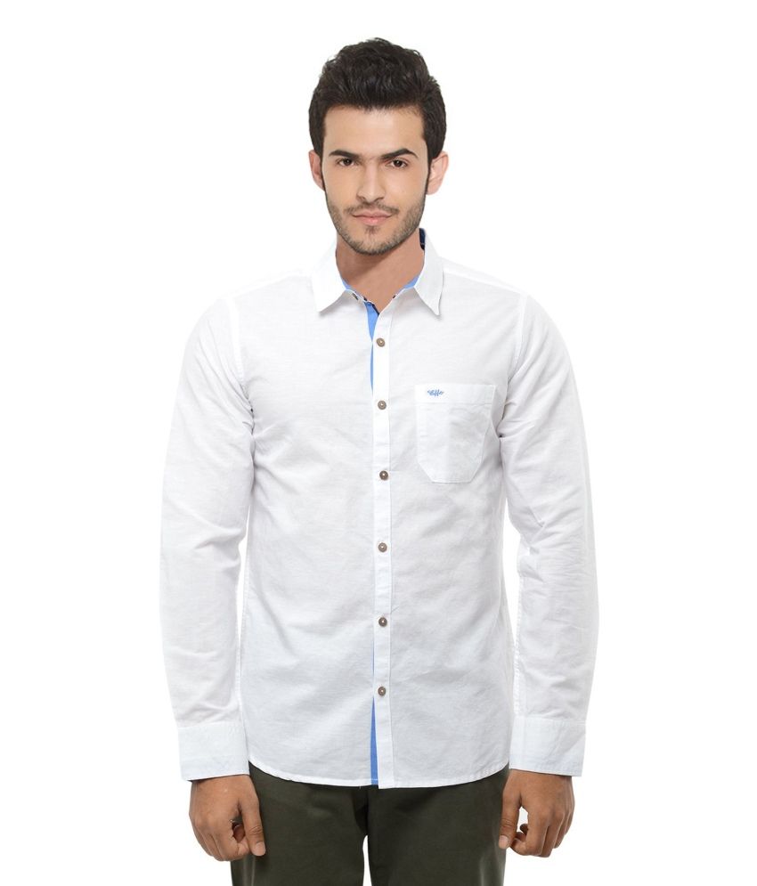 Effc White Cotton Casual Shirt For Men - Buy Effc White Cotton Casual ...