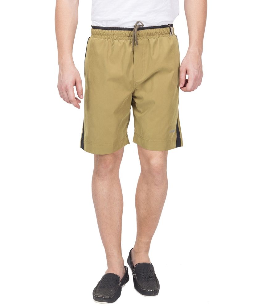 Le Bison Gold Polyester Solids Shorts - Buy Le Bison Gold Polyester ...