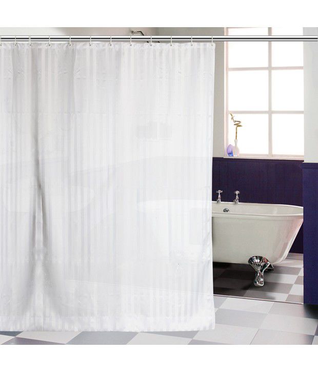 Just Linen White Water Resistant Striped Polyester Full Length Shower  Curtains - Buy Just Linen White Water Resistant Striped Polyester Full  Length Shower Curtains Online at Low Price - Snapdeal