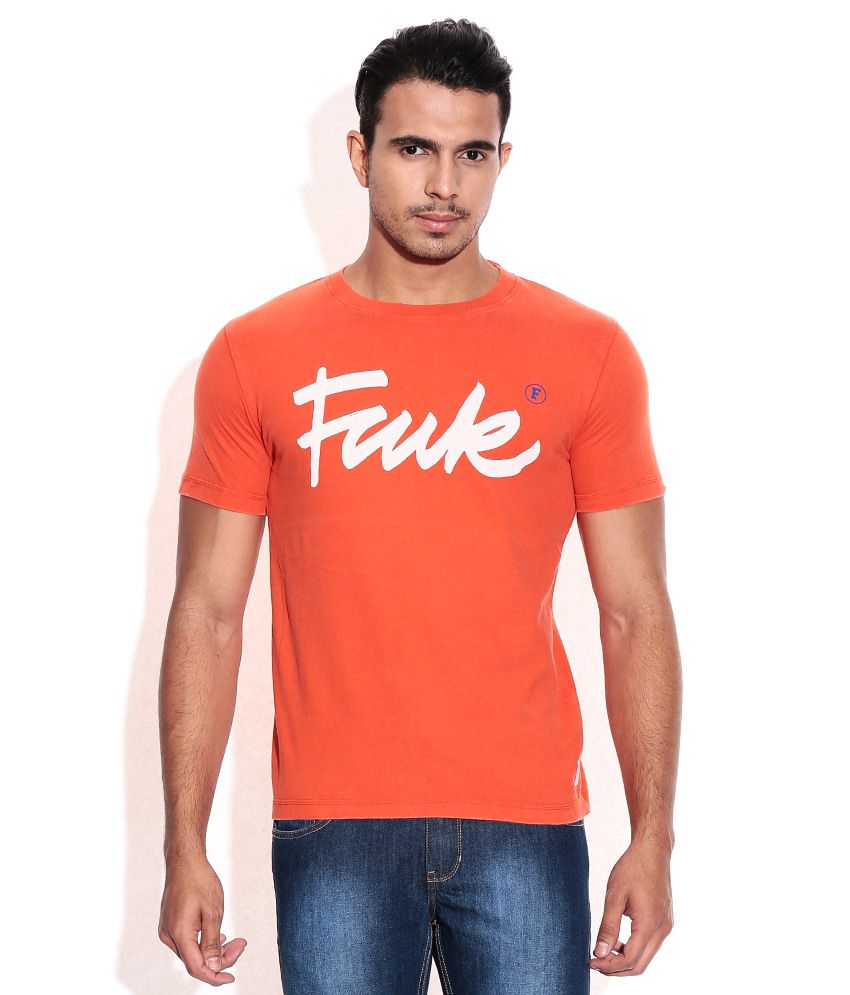 Fcuk Orange Round Neck T-Shirt - Buy Fcuk Orange Round Neck T-Shirt ...