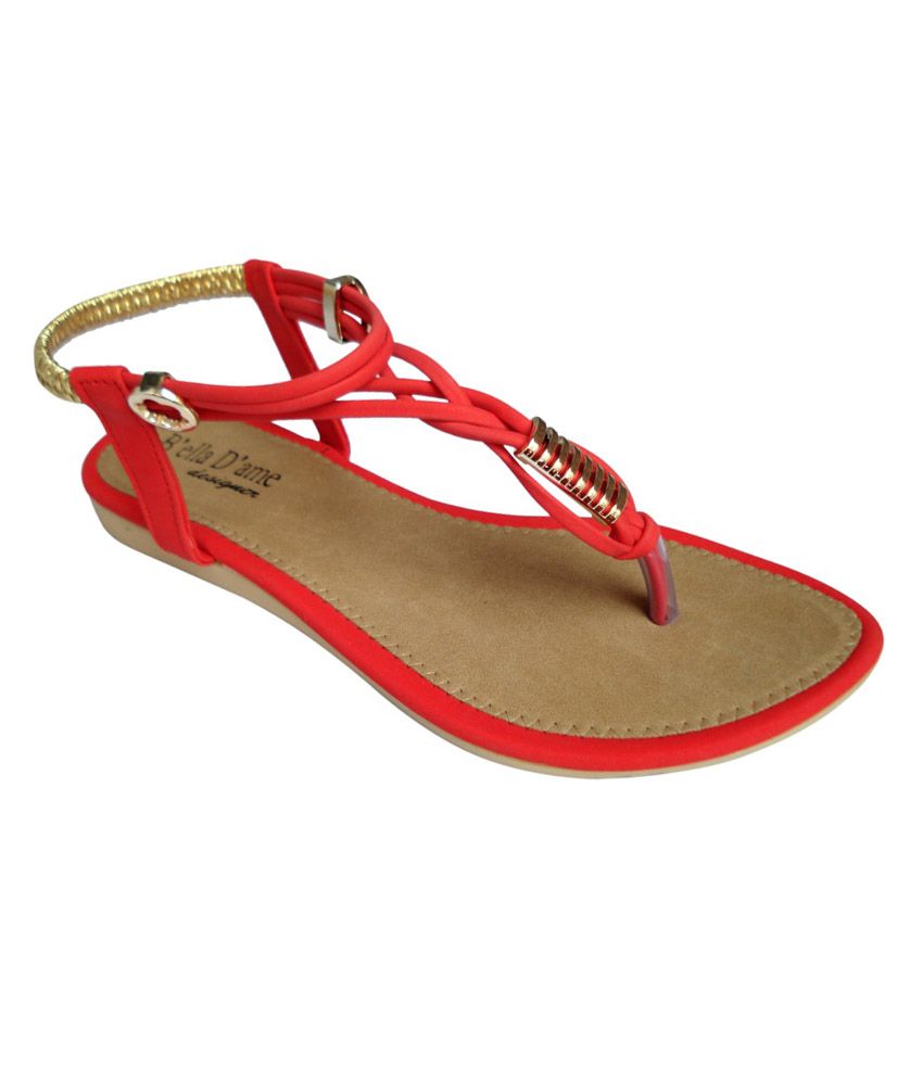 Belladame Red Flat Sandals Price in India- Buy Belladame Red Flat ...