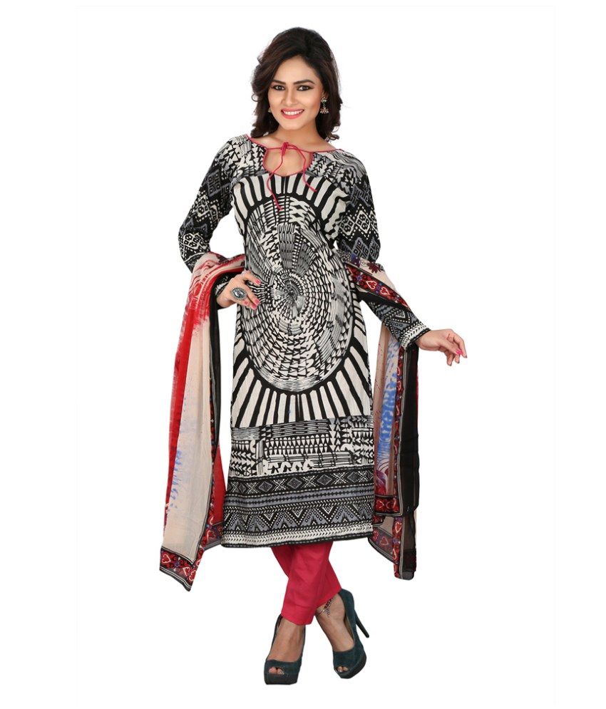 Lookslady Multi Color Cotton Unstitched Dress Material - Buy Lookslady Multi Color Cotton 