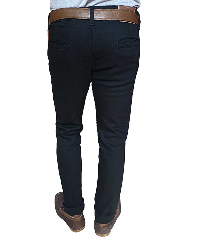 Oiin Black Men's Slim Fit Jeans Cross 