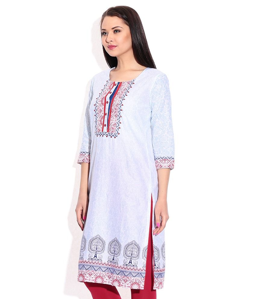 Rangriti Blue Round Neck Kurti - Buy Rangriti Blue Round Neck Kurti ...