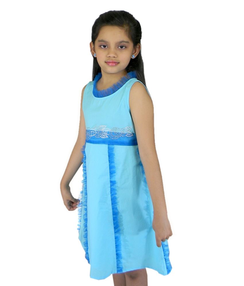 sky blue color long frock