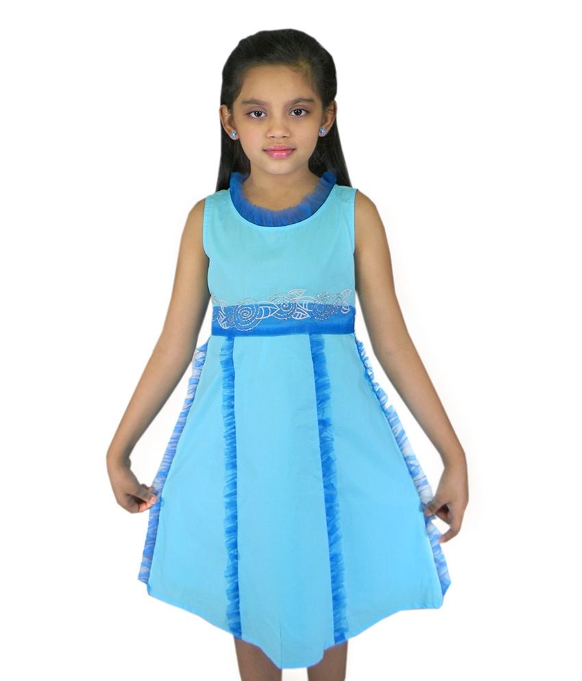 sky blue color long frock