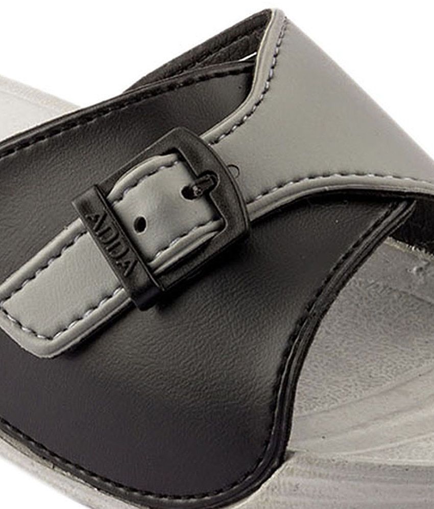 Adda Black Synthetic Low Heel Slippers Price in India- Buy Adda Black Synthetic Low Heel 