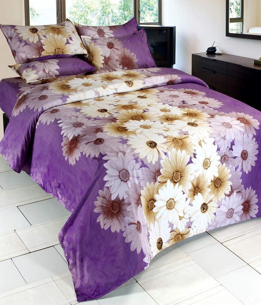 Vertex Floral 3D Double Bed Sheet With Freebies(2 pillow covers)s