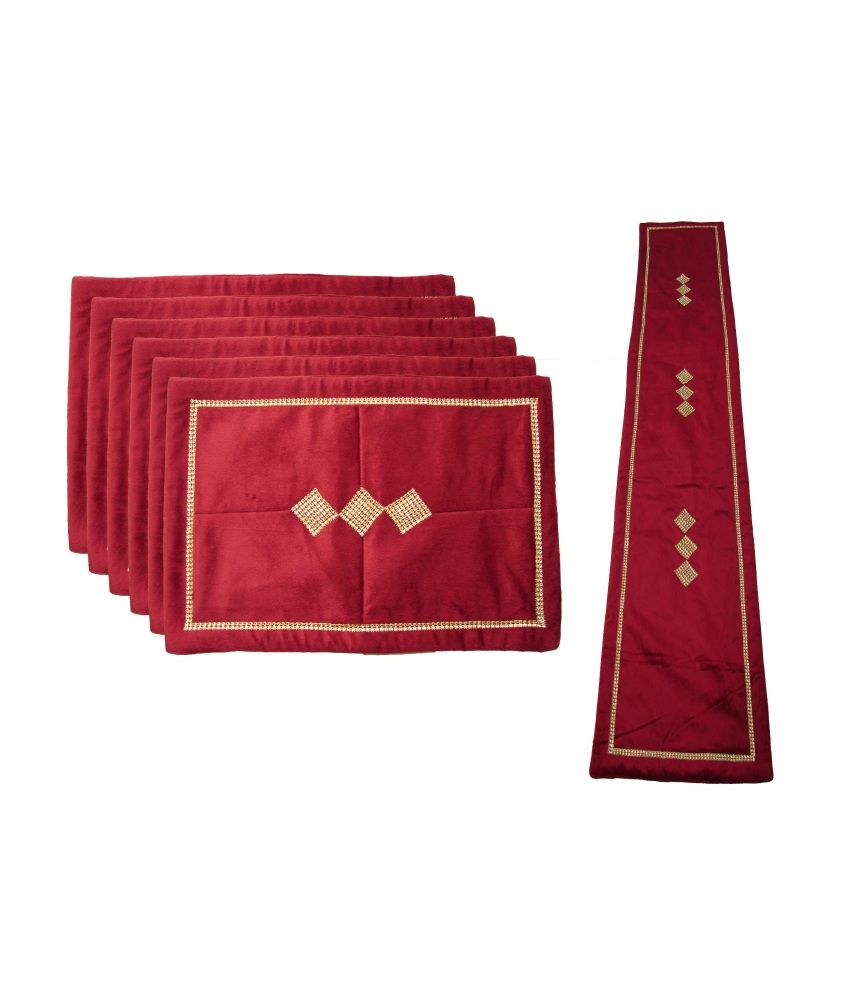 Home Shine Red Velvet Table Mats Buy Home Shine Red Velvet Table Mats