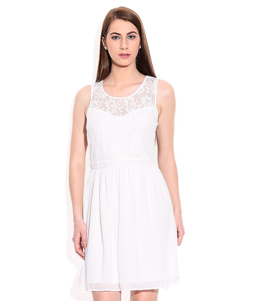 Only White Polyester Dresses - Buy Only White Polyester Dresses Online ...