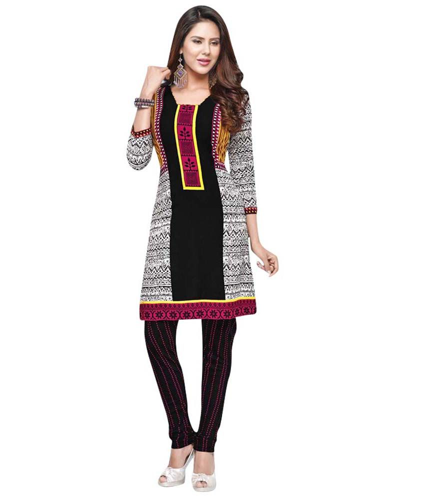     			Jevi Prints Black Art Crepe Unstitched Dress Material