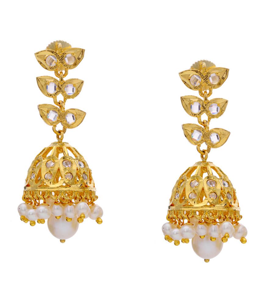 Krishna Pearls & Jewellers Style Diva Pearl Jhumkha Earrings - Buy ...