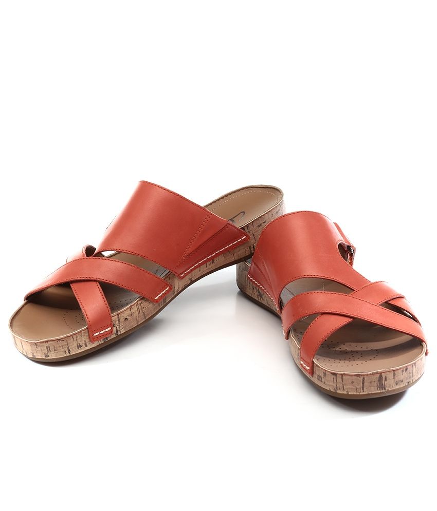 clarks orange sandals