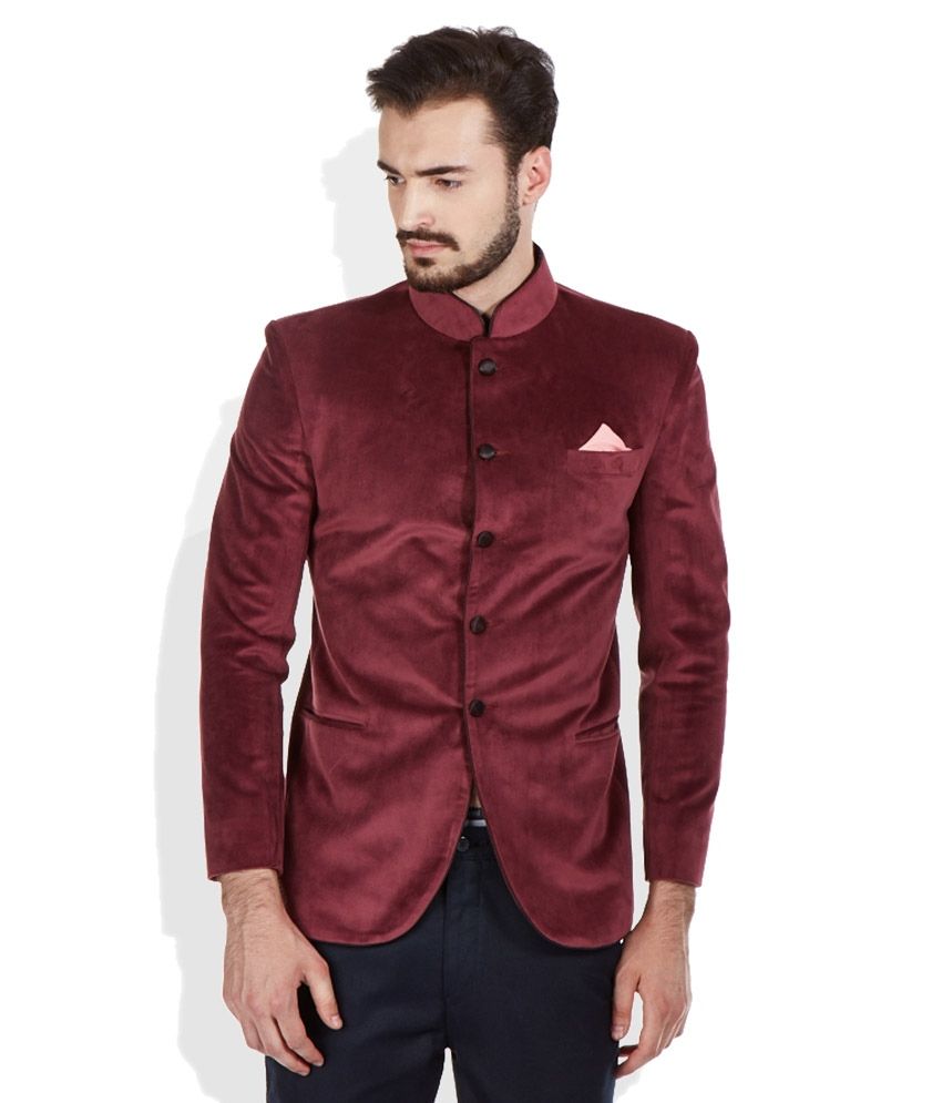 Raymond Ethnix Maroon Bandhgala Jacket - Buy Raymond Ethnix Maroon ...