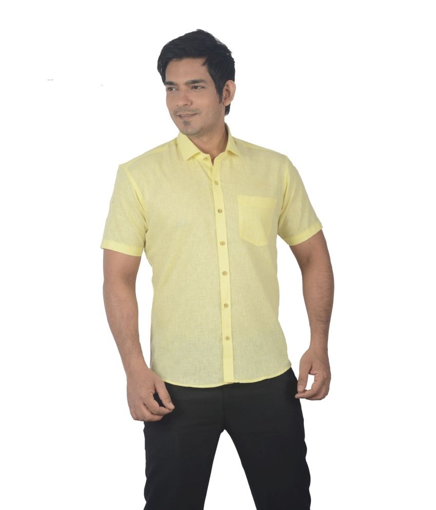 Baaamboos Yellow Linen Blend Formal Shirt For Men - Buy Baaamboos ...