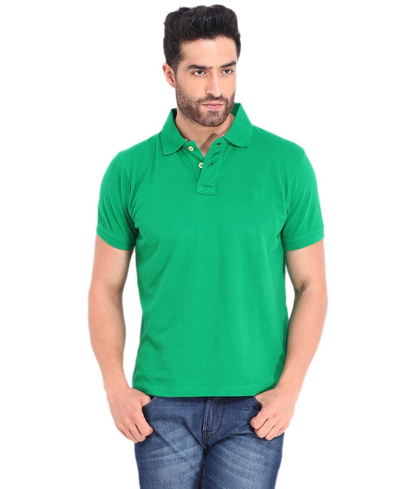     			Concepts Green Cotton Blend Half Sleeves Polo T-shirt