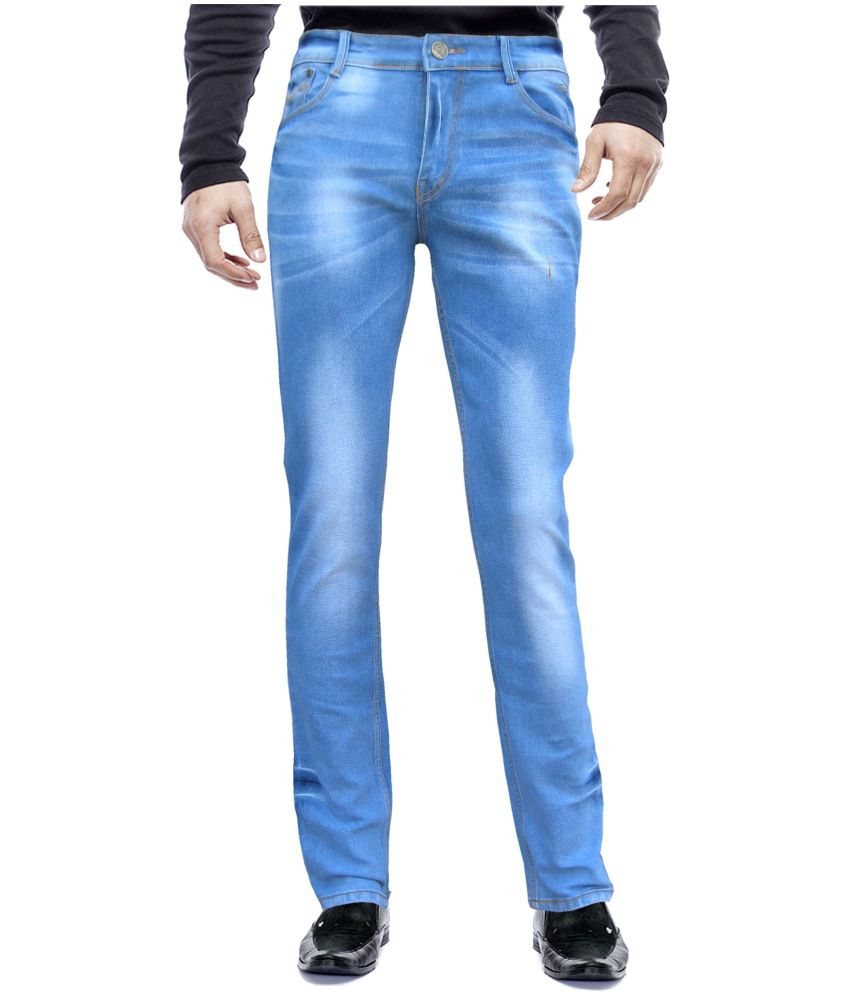 White Pelican Light Blue Cotton Blend Stretchable Slim Fit Jeans For ...