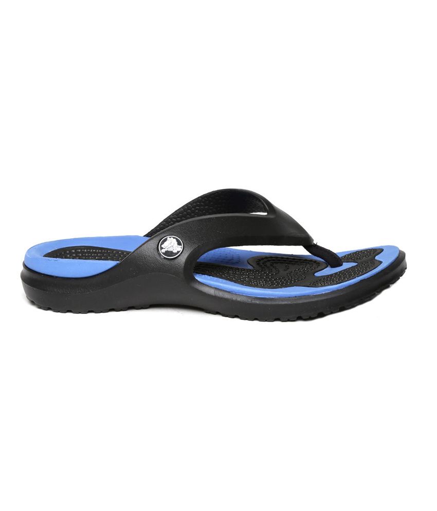 Crocs Black and Blue Croslite Flip Flops Price in India- Buy Crocs Black and Blue Croslite Flip 