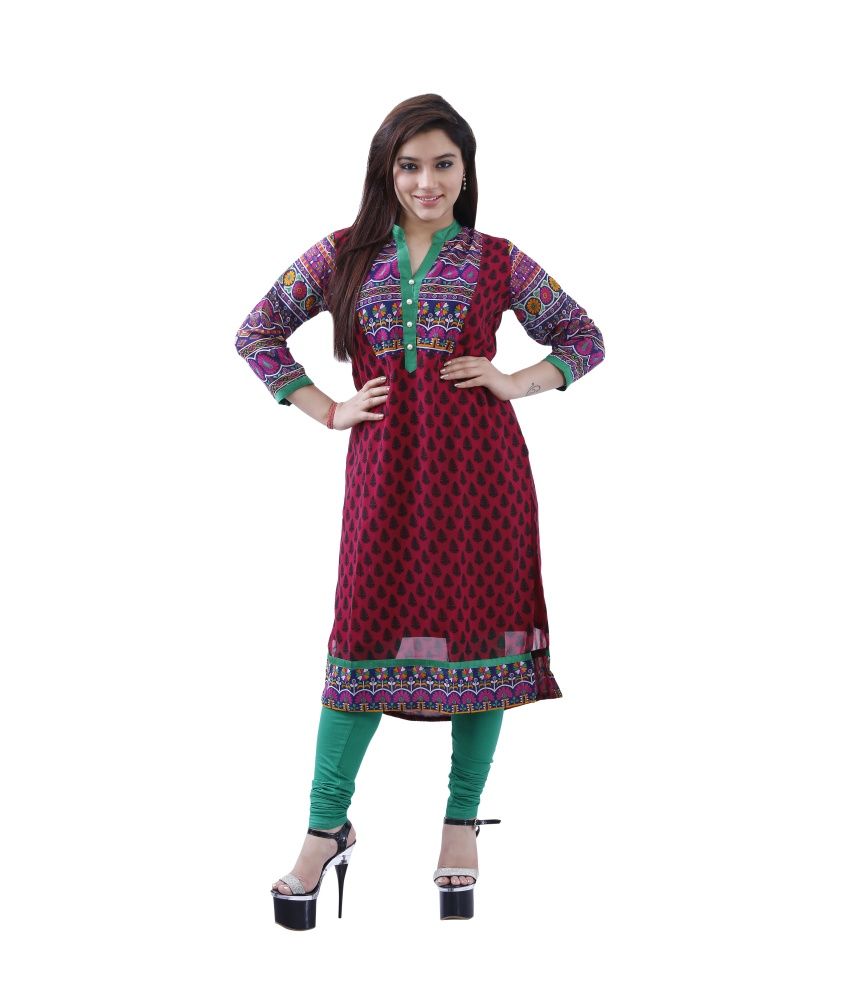 Maurya Mix N Match Maroon Faux Georgette Kurti Buy 