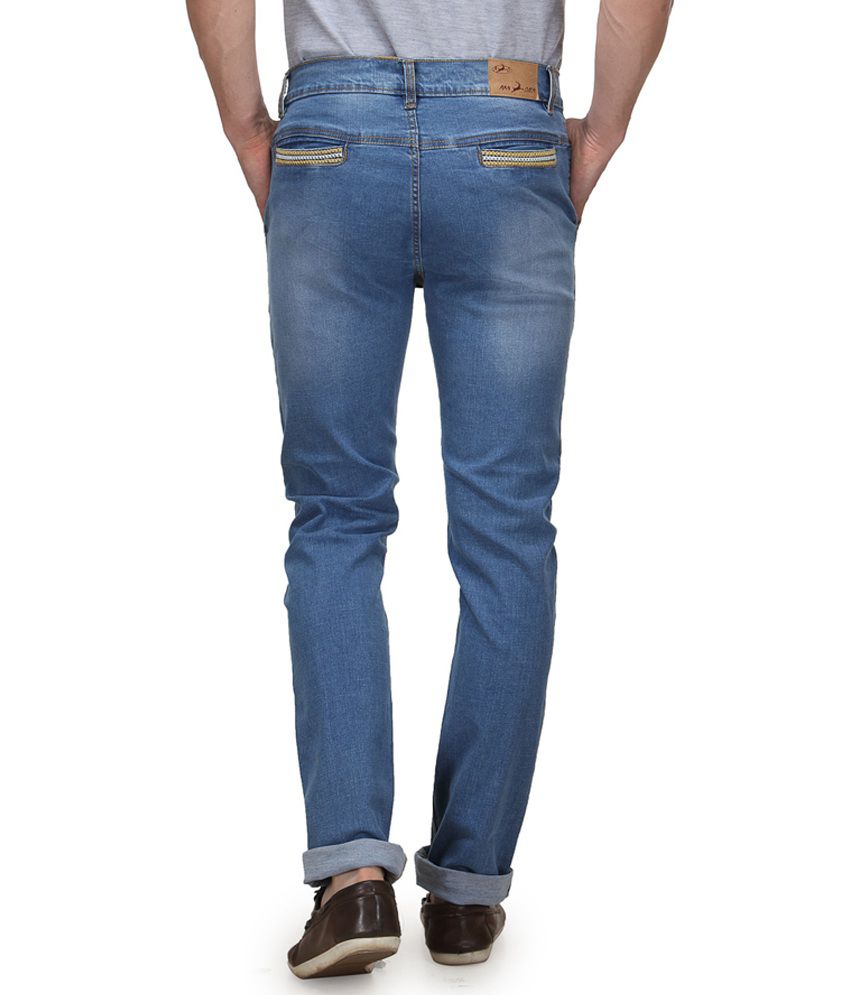 Randier Blue Cotton Blend Slim Fit Smart Jeans - Buy Randier Blue ...