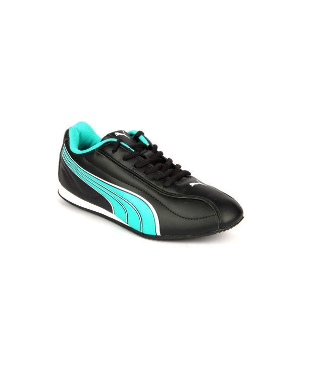 Puma Black Synthetic Leather Lace Flat 