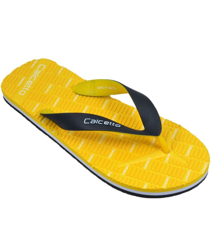 Calcetto Yellow Trendy Flip Flops Price in India- Buy Calcetto Yellow ...
