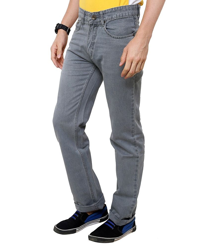 Zeco Grey Regular Fit Jeans - Buy Zeco Grey Regular Fit Jeans Online at ...