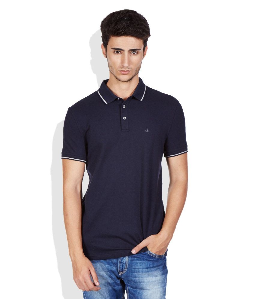 Calvin Klein Navy Cotton Polo T-Shirts - Buy Calvin Klein Navy Cotton ...