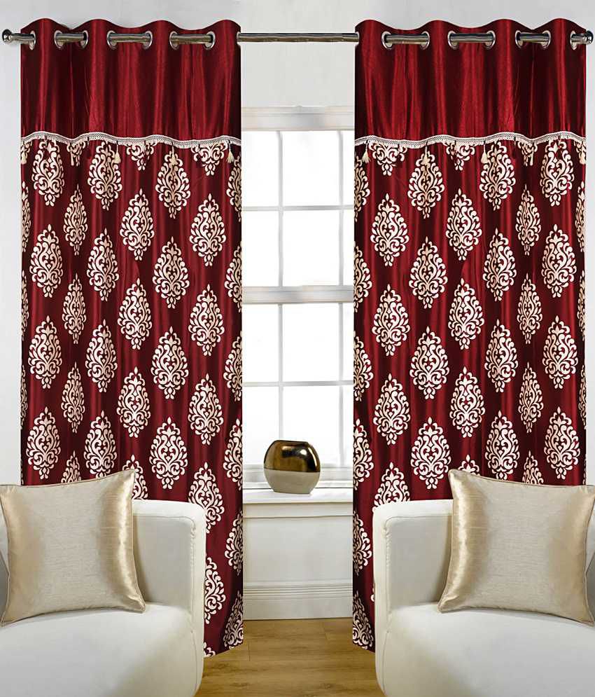     			Home Candy Set of 2 Long Door Eyelet Curtains Paisley Red