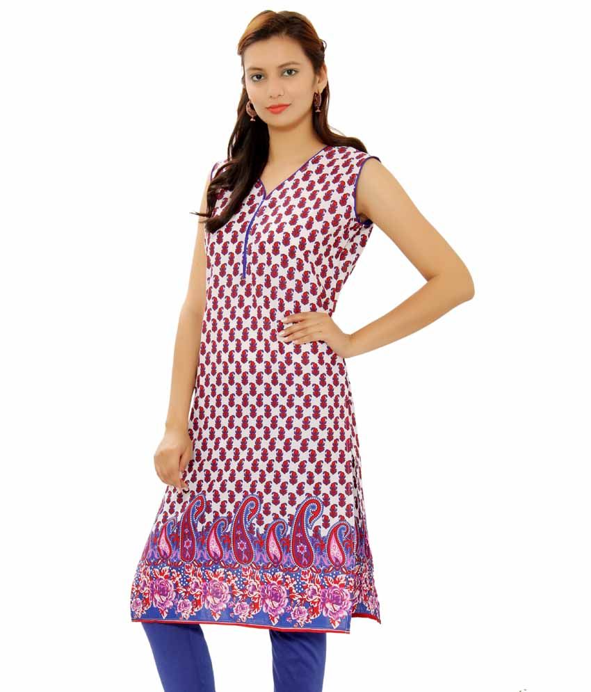 Kurti Studio Womens Colorful Red Printed Cotton Kurti 199, Large - Buy ...