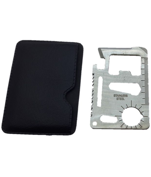     			Maanki Enterprise All In One New Stainless Steel Pocket Survival Credit Card Size Travelling Tool