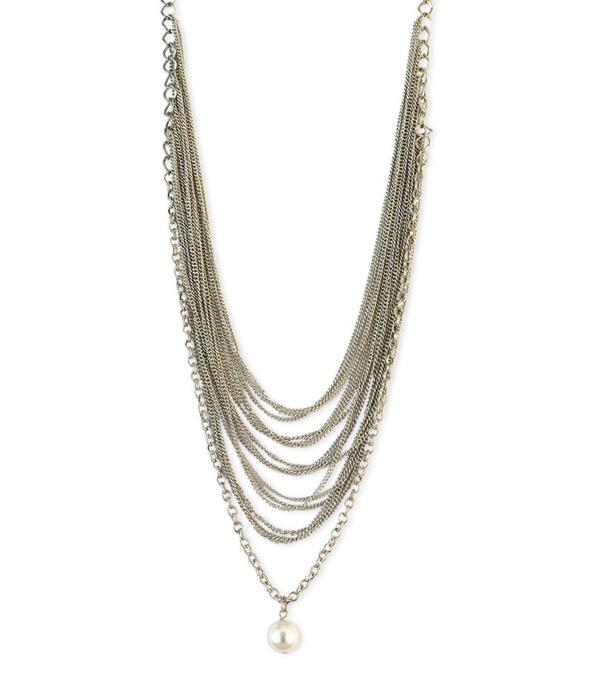 14% OFF on Sarah Pile Of Chains Silver Color Necklace on Snapdeal ...