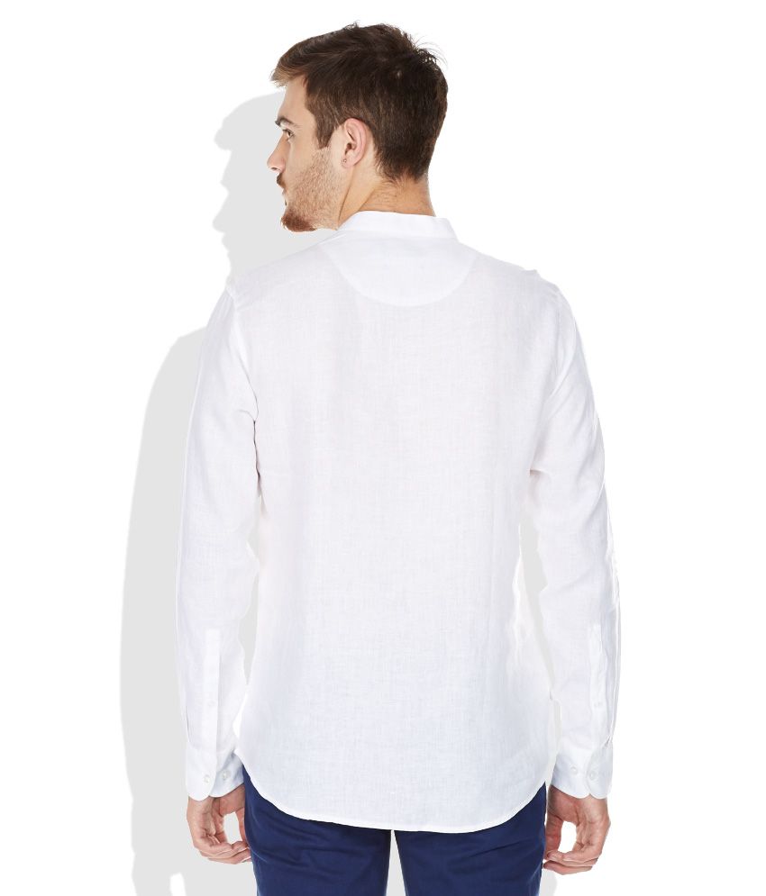 mens white linen blend shirt