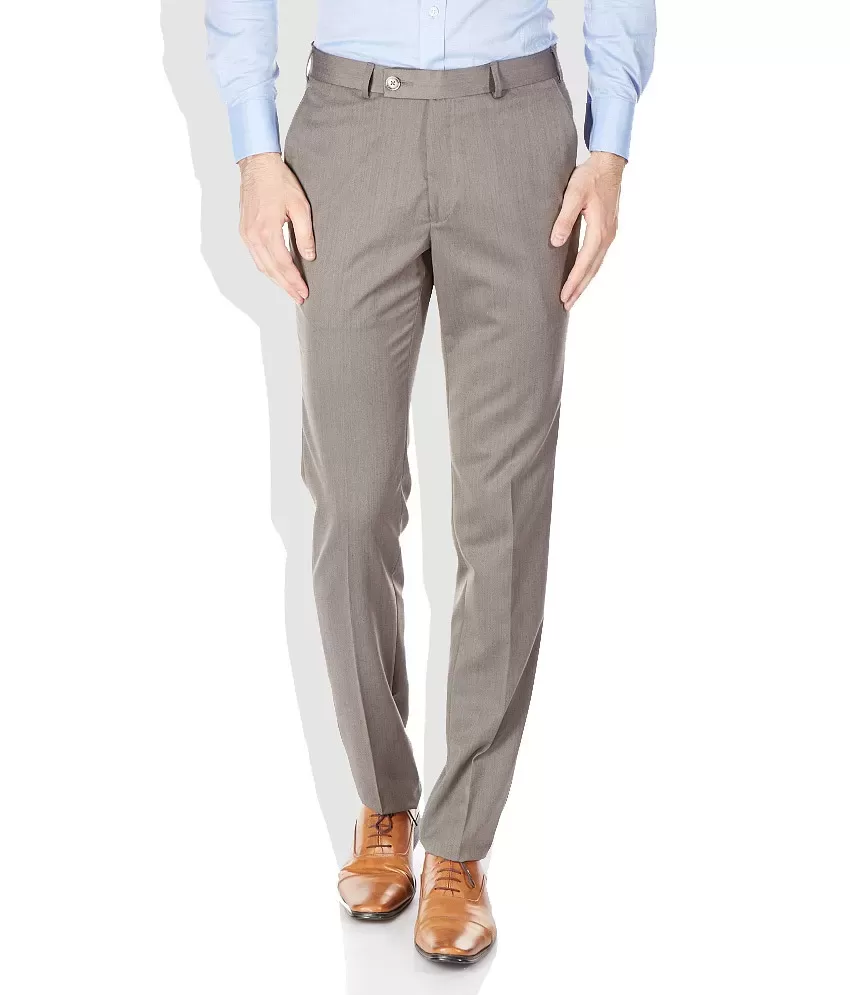 Buy Raymond Solid Cotton Light Fawn Slim Fit 0 0 Trouser Brown at Amazonin