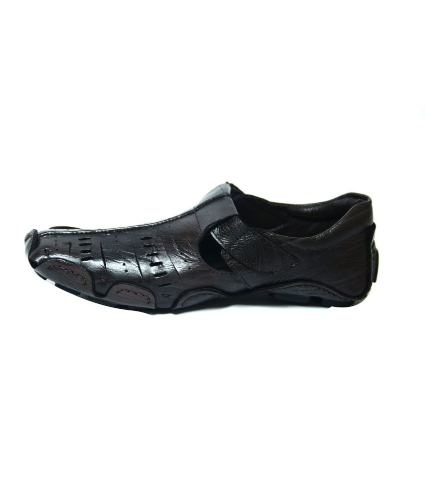 brown leather velcro shoes