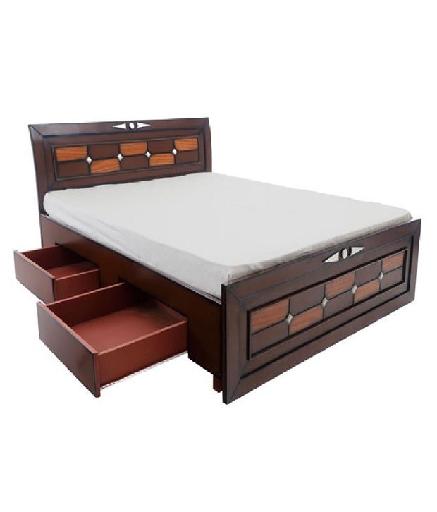 Solid Wood Double Bed with Storage Buy Solid Wood Double Bed with