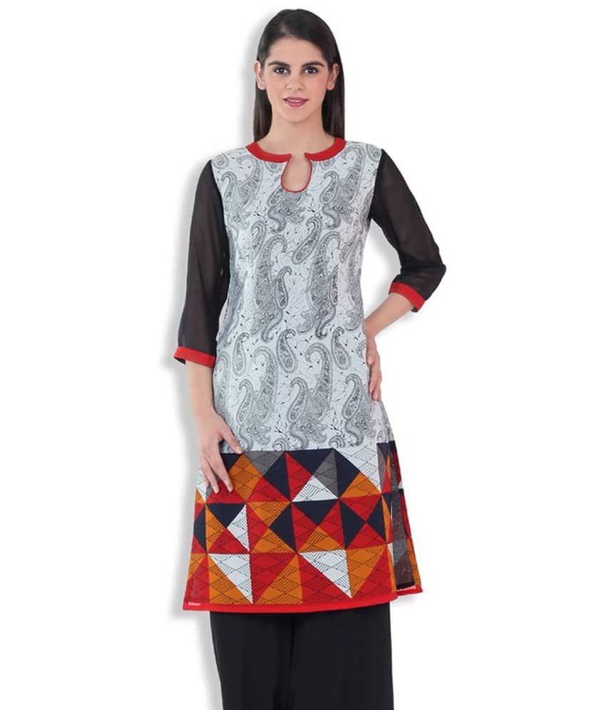 red and white kurti designs
